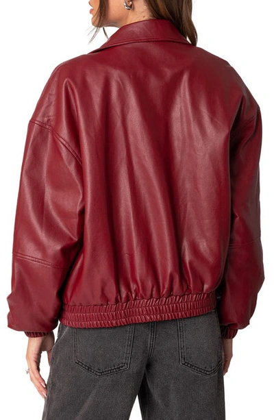 Shop Edikted Halley Faux Leather Jacket In Bordu