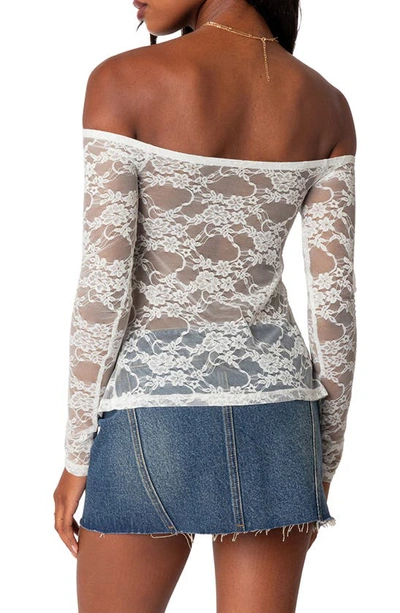 Edikted Odessa Split Front Off The Shoulder Lace Top In White