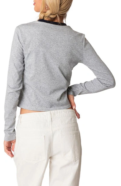 Edikted Boston Long Sleeve T-shirt In Gray-melange
