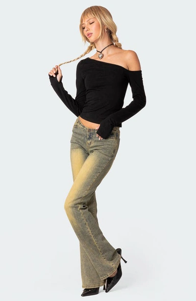 Edikted Swan One-shoulder Top In Black