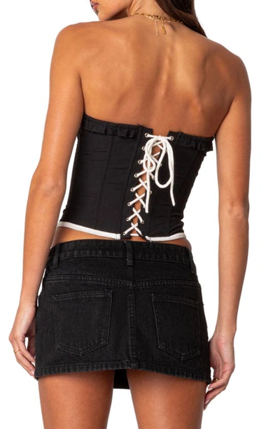 Edikted Abbey Ruffle Trim Corset Top In Black