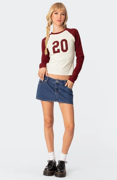 Edikted Feeling 20 Long Sleeve Cotton Graphic T-shirt In Bordu