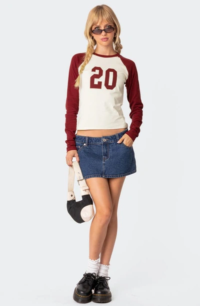 Edikted Feeling 20 Long Sleeve Cotton Graphic T-shirt In Bordu