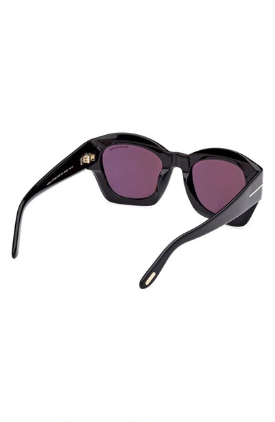 Shop Tom Ford Guilliana 52mm Geometric Sunglasses In Shiny Black / Smoke