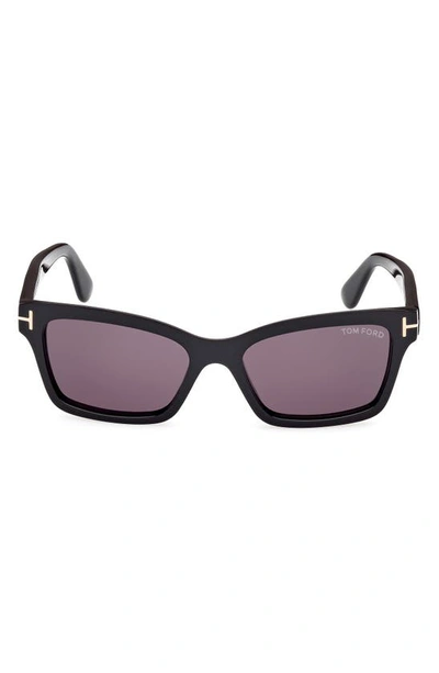 Shop Tom Ford Mikel 54mm Square Sunglasses In Shiny Black / Smoke