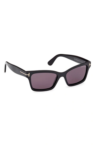 Shop Tom Ford Mikel 54mm Square Sunglasses In Shiny Black / Smoke