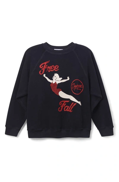 Shop Daydreamer Free Fall Raglan Sleeve Graphic Sweatshirt In Black Onyx