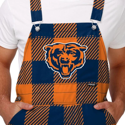 Shop Foco Navy Chicago Bears Big Logo Plaid Overalls