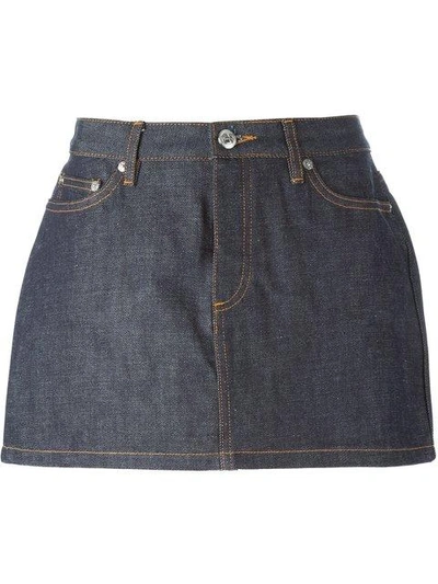 Apc Indigo Mini Denim Skirt In Blue