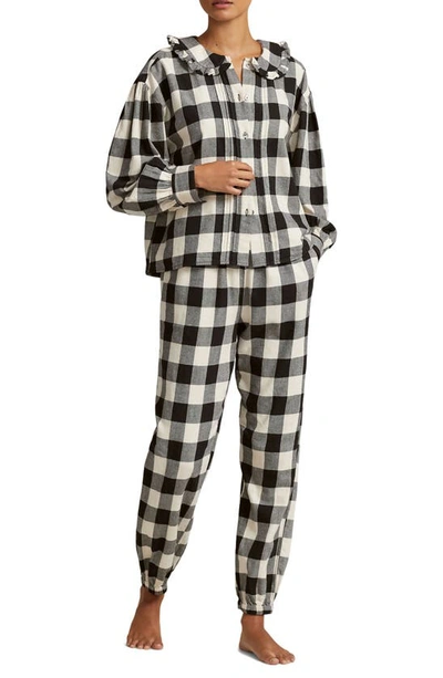 Polo Ralph Lauren Cotton Flannel Ruffle Top Sleep Set In Buffalo Check