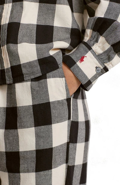 Polo Ralph Lauren Cotton Flannel Ruffle Top Sleep Set In Buffalo Check