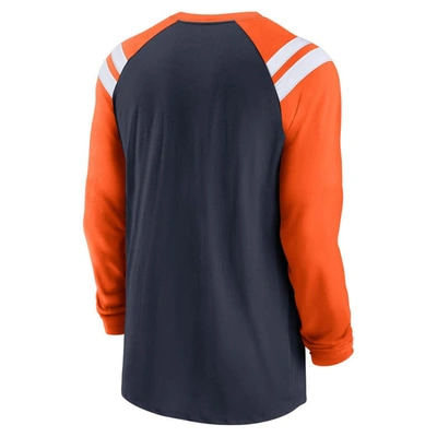Shop Nike Navy/orange Chicago Bears Classic Arc Raglan Tri-blend Long Sleeve T-shirt