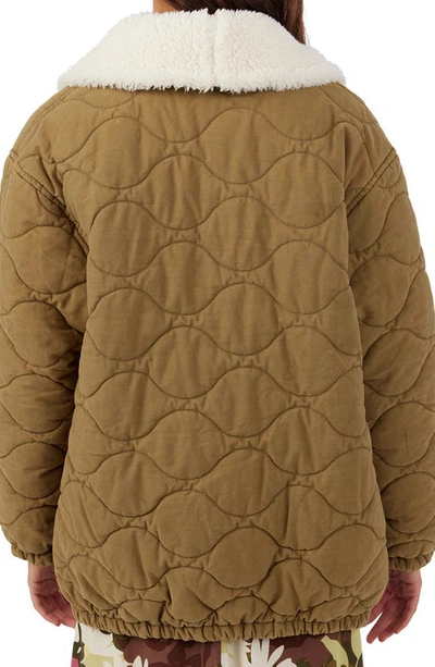 Shop O'neill Wells Fleece Lined Quilted Jacket In Olive