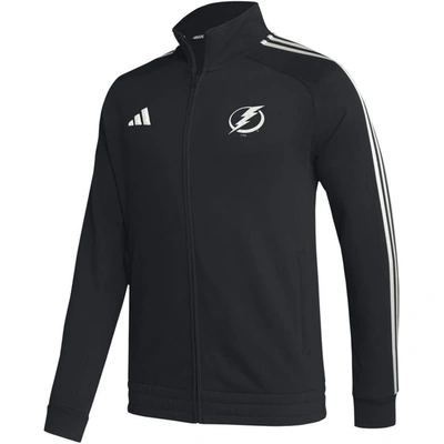 Shop Adidas Originals Adidas  Black Tampa Bay Lightning Raglan Full-zip Track Jacket