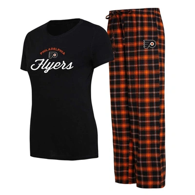 Shop Concepts Sport Black/orange Philadelphia Flyers Arctic T-shirt & Pajama Pants Sleep Set