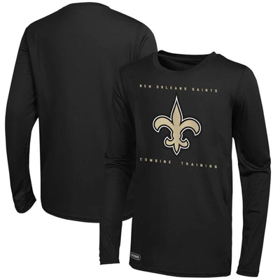 Shop Outerstuff Black New Orleans Saints Side Drill Long Sleeve T-shirt