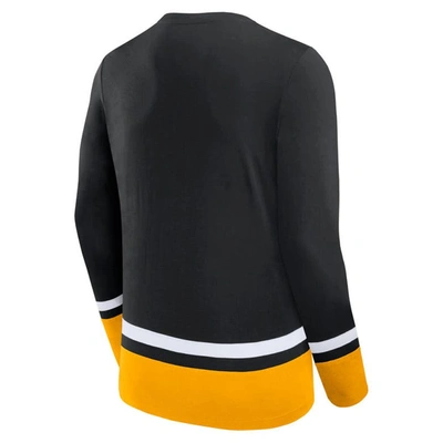 Shop Fanatics Branded Black Boston Bruins Back Pass Lace-up Long Sleeve T-shirt