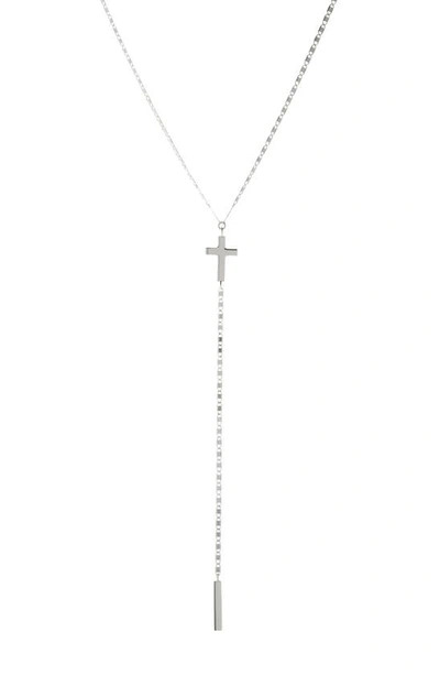 Shop Lana Petite Malibu Cross Bar Lariat Necklace In White Gold