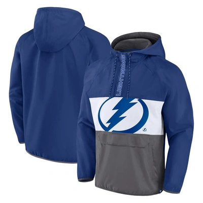 Shop Fanatics Branded Blue Tampa Bay Lightning Flagrant Foul Anorak Raglan Half-zip Hoodie Jacket