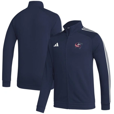 Shop Adidas Originals Adidas  Navy Columbus Blue Jackets Raglan Full-zip Track Jacket