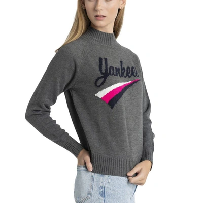 Shop Lusso Gray New York Yankees Serena Raglan Pullover Sweater