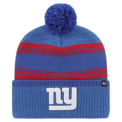Shop 47 ' Royal New York Giants Fadeout Cuffed Knit Hat With Pom