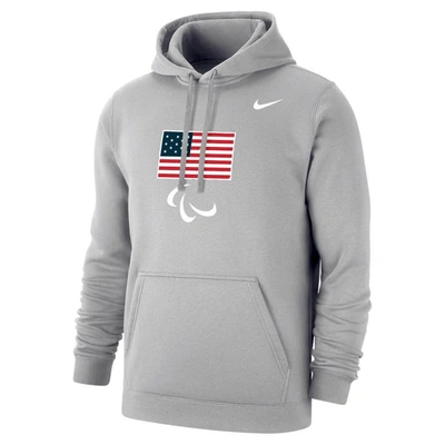 Shop Nike Charcoal Team Usa Paralympics Club Fleece Pullover Hoodie In Gray