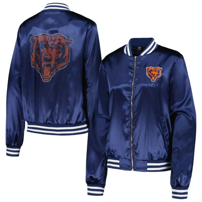 Shop Cuce Navy Chicago Bears Rhinestone Full-zip Varsity Jacket
