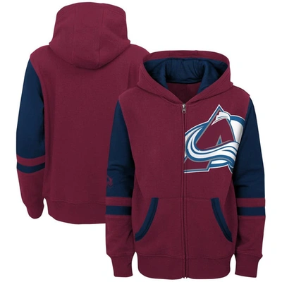 Shop Outerstuff Youth Burgundy Colorado Avalanche Face Off Color Block Full-zip Hoodie