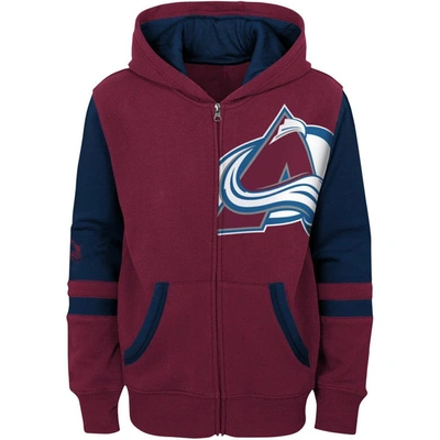 Shop Outerstuff Youth Burgundy Colorado Avalanche Face Off Color Block Full-zip Hoodie