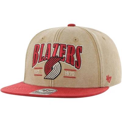 Shop 47 ' Khaki/red Portland Trail Blazers Chilmark Captain Snapback Hat