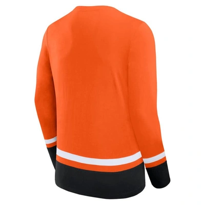 Shop Fanatics Branded Orange Philadelphia Flyers Back Pass Lace-up Long Sleeve T-shirt