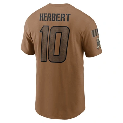 Shop Nike Justin Herbert Brown Los Angeles Chargers 2023 Salute To Service Name & Number T-shirt