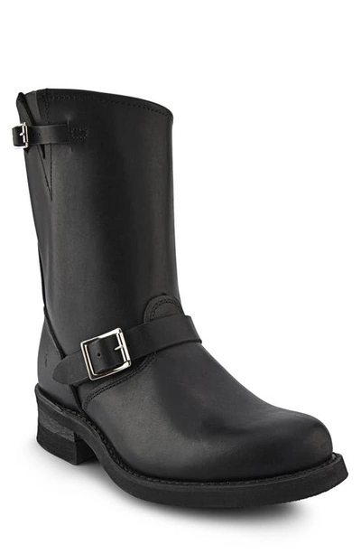 Shop Frye Engineer Biker Boot In Black - Greasy Leather