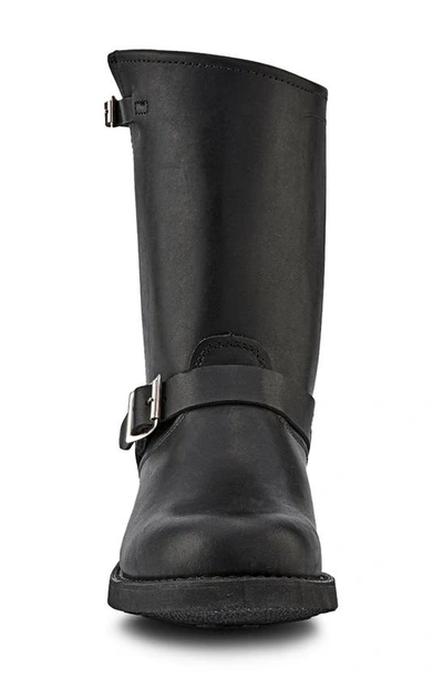 Frye Engineer Biker Boot In Black - Greasy Leather