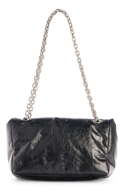 Shop Balenciaga Medium Monaco Crinkled Leather Shoulder Bag In Black