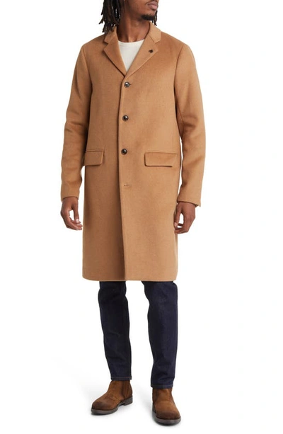 Shop Scotch & Soda Classic Recycled Polyester & Wool Overcoat In 619-camel
