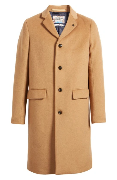 Shop Scotch & Soda Classic Recycled Polyester & Wool Overcoat In 619-camel