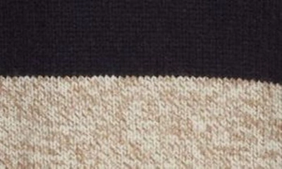 Shop Brooks Brothers Stripe Raglan Sleeve Wool Half Zip Sweater In Ragg Stripe Navy Oat