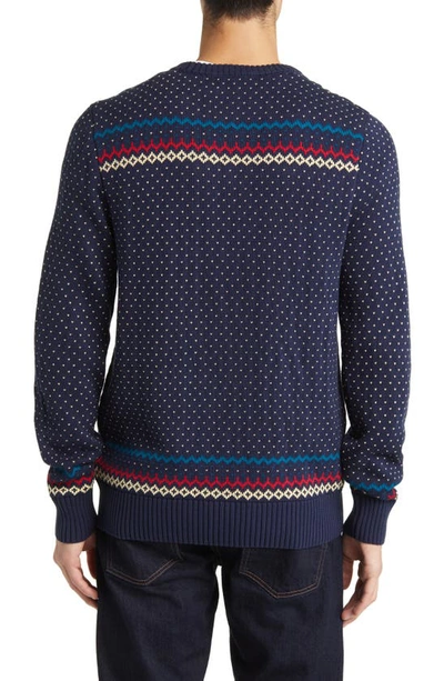 Shop Brooks Brothers Snowflake Jacquard Cotton Crewneck Sweater In Multifi