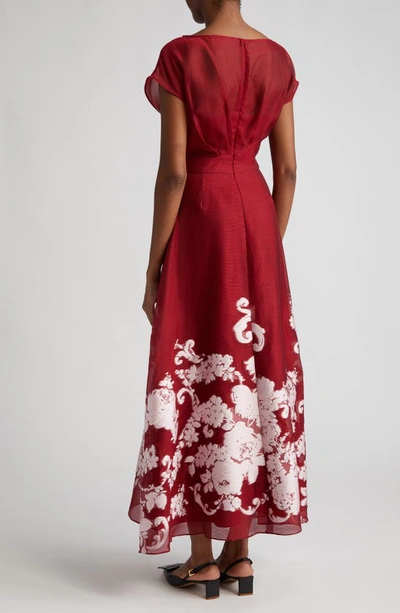 Shop Lela Rose Evelyn Floral Embroidery Dress In Scarlet