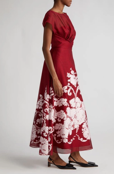 Shop Lela Rose Evelyn Floral Embroidery Dress In Scarlet