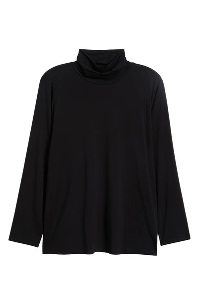 Shop Eileen Fisher Scrunch Turtleneck Top In Black