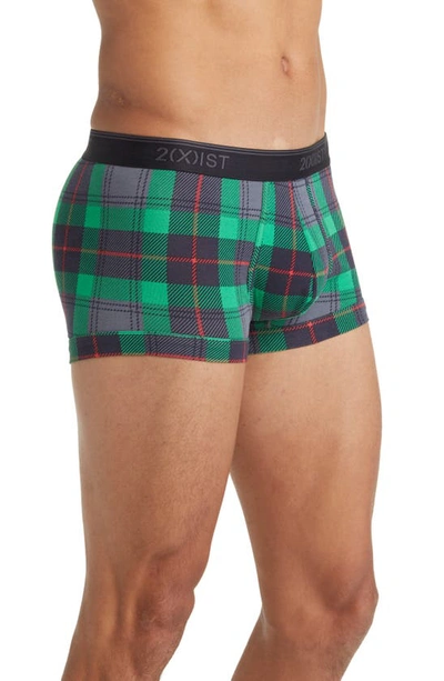 2(x)ist 4-pack No-show Stretch Trunks In Tartan Plaid Multi Black