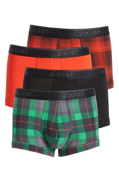 2(x)ist 4-pack No-show Stretch Trunks In Tartan Plaid Multi Black