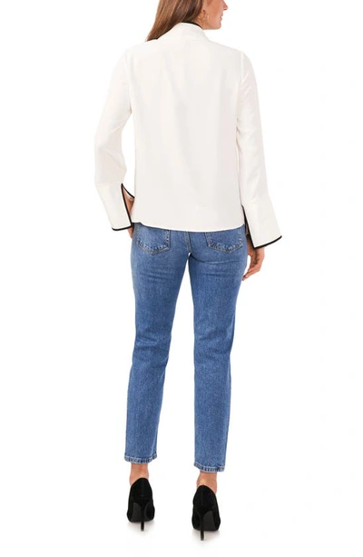Vince Camuto Womens Contrast Trim Chiffon Blouse In New Ivory