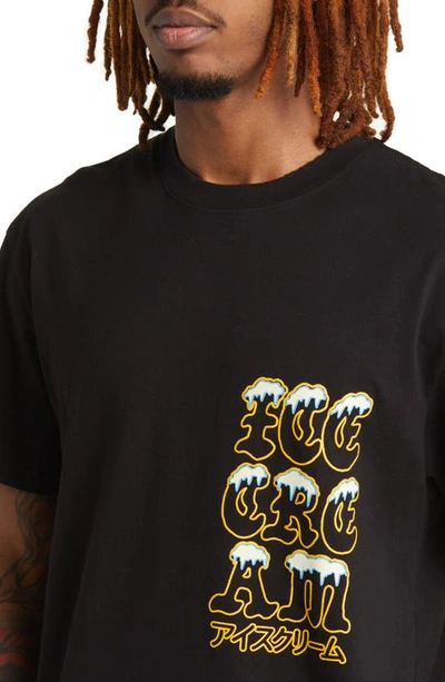 Shop Icecream Oversize Puffy Logo Cotton T-shirt In Black