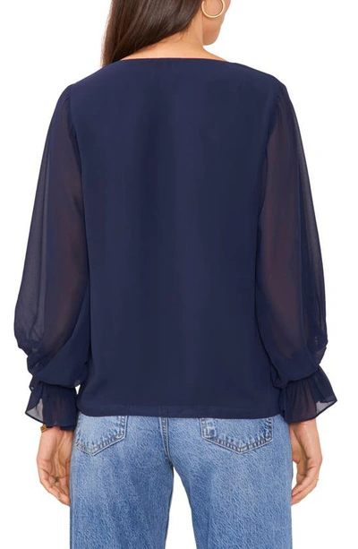 Shop Vince Camuto Blouson Sleeve Top In Classic Navy