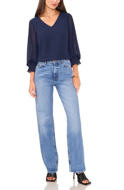 Shop Vince Camuto Blouson Sleeve Top In Classic Navy