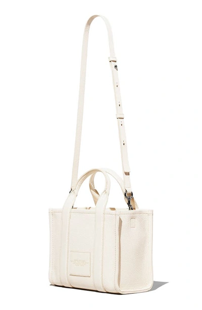 Shop Marc Jacobs The Leather Small Tote Bag In Cotton/ Silver
